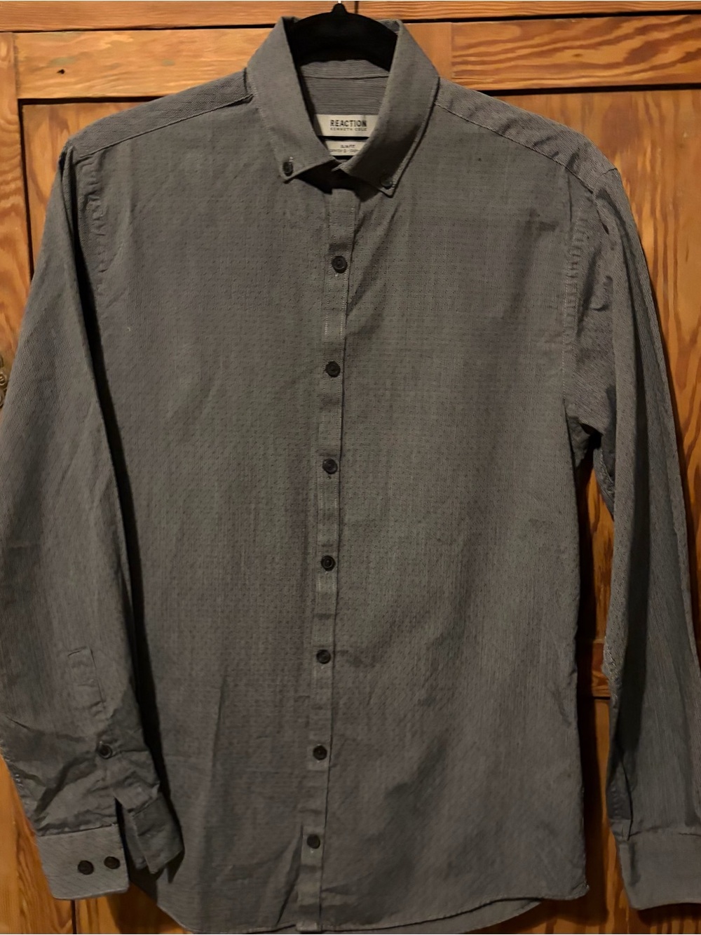 Kenneth Cole Reaction Men's Button-Down Long Sleeve Gray Shirt 14.5/ 32/33. VGUC